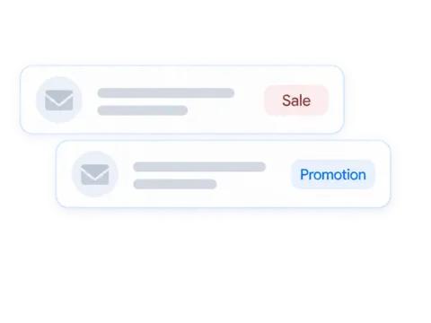 Sale and promotion email rows.